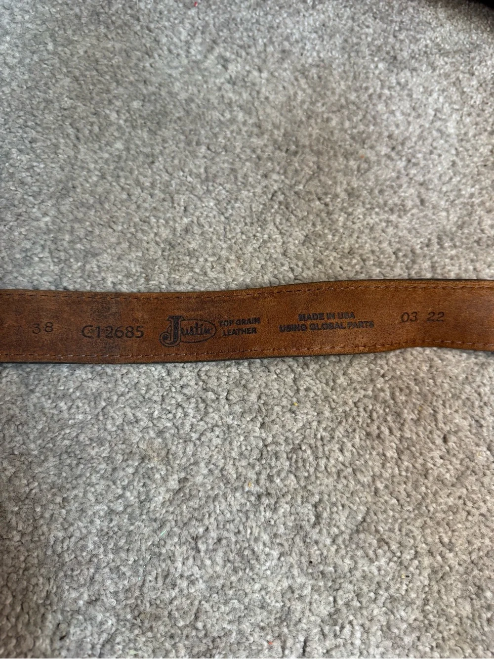 Justin Boots Brown Top Grain Leather Belt - Classic Western Style